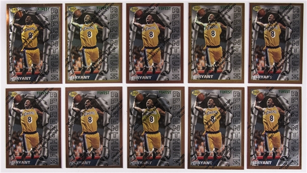 Lot of (10) 1996-97 Topps Finest #74 Kobe Bryant Rookie Card Collection